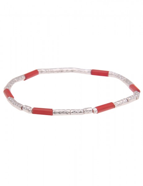 Leslii Armband Muster Stäbe in Silber Rot