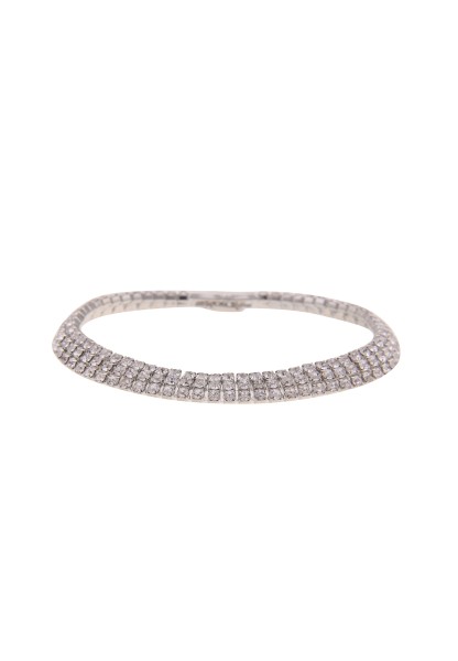 Leslii Damen-Armband Statement Glitzer Strass-Armband Modeschmuck-Armband in Silber Weiß