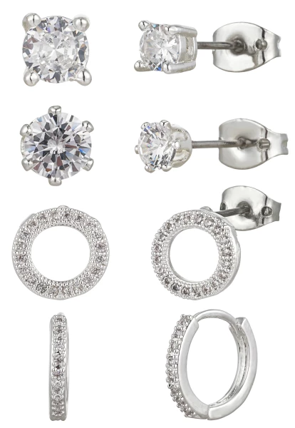 Leslii Ohrring Set Silber Sparkle