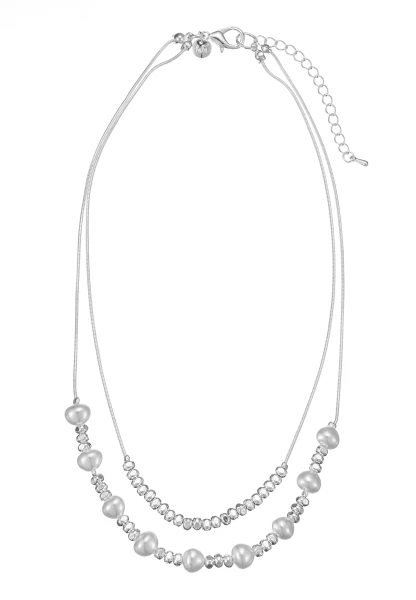 Leslii kurze Layering Kette Pearls Silber