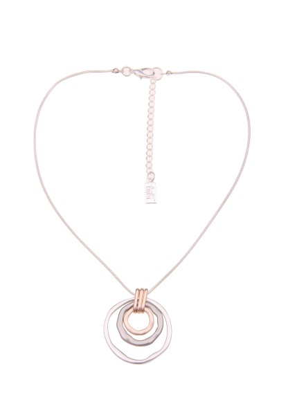 Leslii Kurze Halskette Tricolor Ringe in Silber Grau Rosé