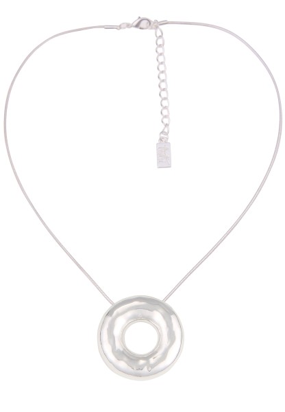 Leslii Damen-Kette gehämmerter breiter Ring Schlangenkette kurze Halskette silberne Modeschmuck-Kett