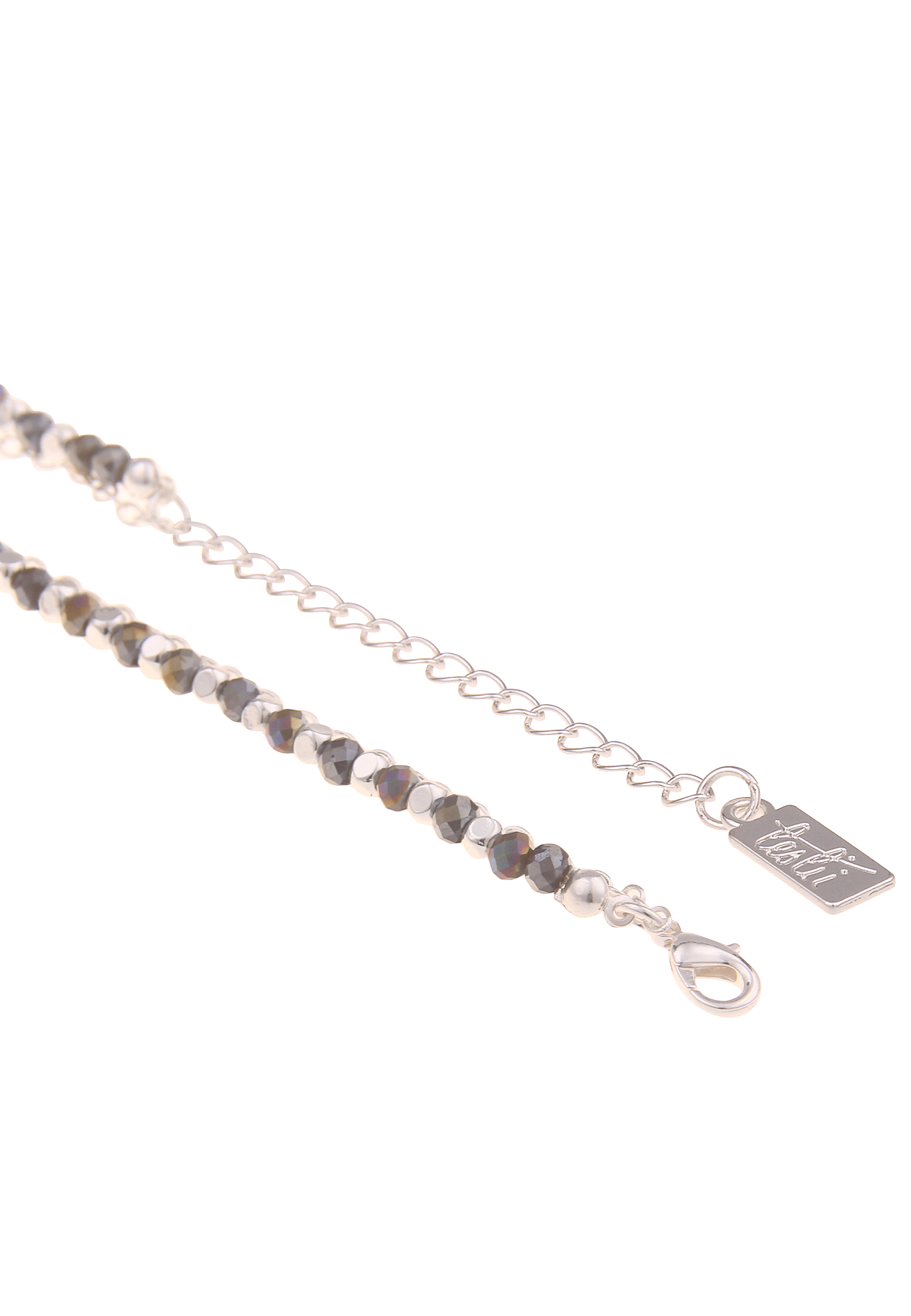 Schwarz Ketten Silber Glasperlen | Damen-Kette | Layering Leslii Online | Grau Gunmetal Halskette lange lange Halsketten Shop Leslii