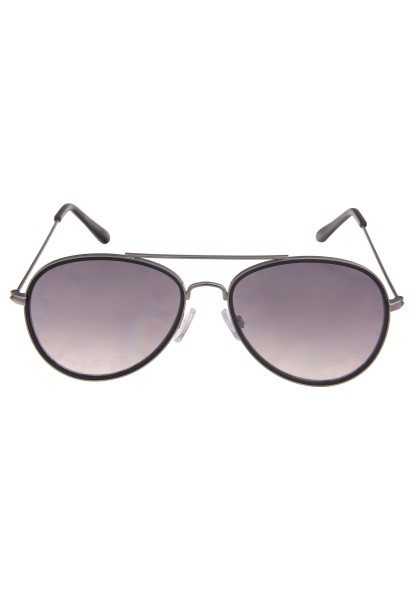 Leslii Sonnenbrille Damen Piloten-Brille Doppelsteg Designerbrille Sunglasses Metall Schwarz Silber