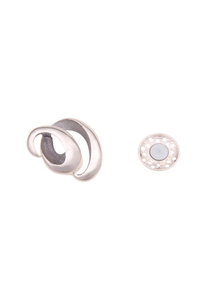 Leslii Damen Magnet-Pin Spiral-Muster Magnet-Brosche Schal-Pin Modeschmuck-Pin Silber Grau