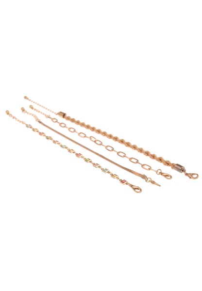 Leslii Damen-Armband Set Stil-Mix Glieder-Armband buntes Modeschmuck-Armband mehrfarbig Gold