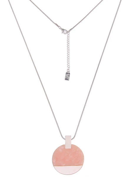 -50% SALE Leslii Damen-Kette lange Halskette Modeschmuck-Kette Kunststoff Silber Rosa