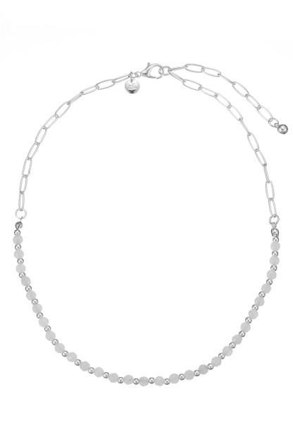 Leslii Kurze Halskette Stein Kugeln in Silber Weiß