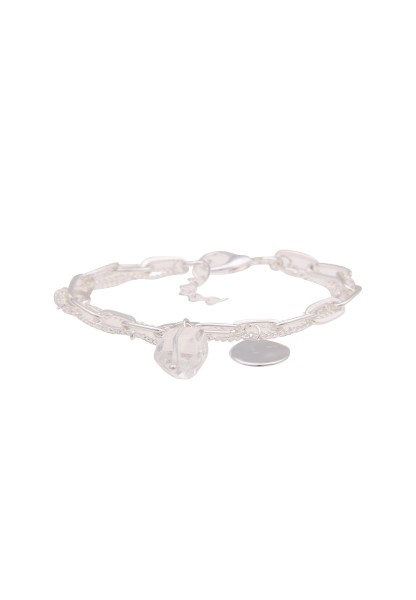 Leslii Damen-Armband Glieder-Armband transparenter Glas-Anhänger Modeschmuck Silber