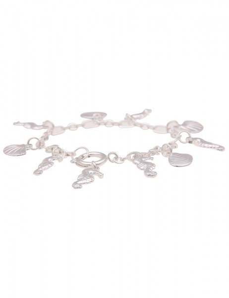 Leslii Damen-Armband Seepferdchen Muscheln Glieder-Armband Bettel-Armband Armschmuck Silber