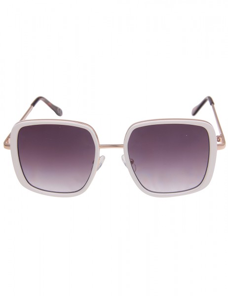 Leslii Sonnenbrille Square Look Eckig Damen Sunglasses Designerbrille in Weiß Gold
