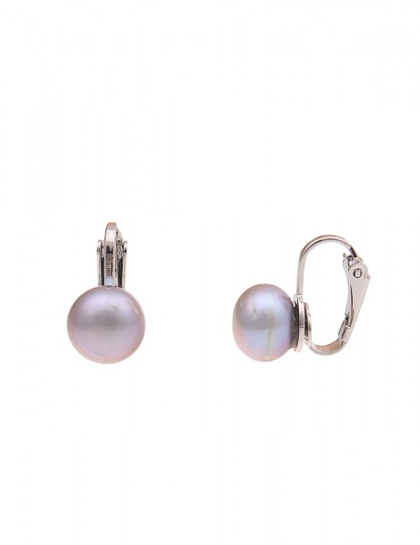 SALE Leslii Damen-Ohrringe Ohr-Clips Perlen-Ohrringe Modeschmuck-Ohrringe in Silber Grau