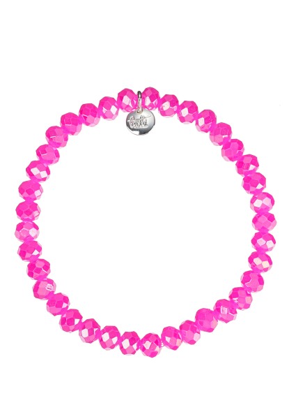 Leslii Damen-Armband Kate Kristall Glasperlen dehnbar Fuchsia Pink