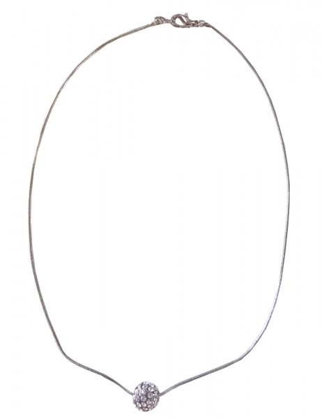 Leslii Damen-Kette Glitzer Kugel-Anhänger Strass-Kette kurze Halskette Modeschmuck-Kette in Silber