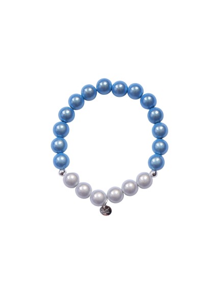 Leslii Reflective Pearl Perlen-Armband Magic 3D-Effekt Ø 10mm in Blau Weiß