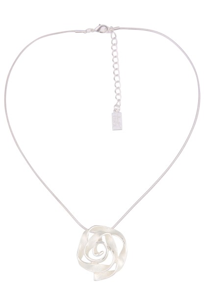 Leslii kurze Halskette mit Rosenanhänger in Silber und Weiß