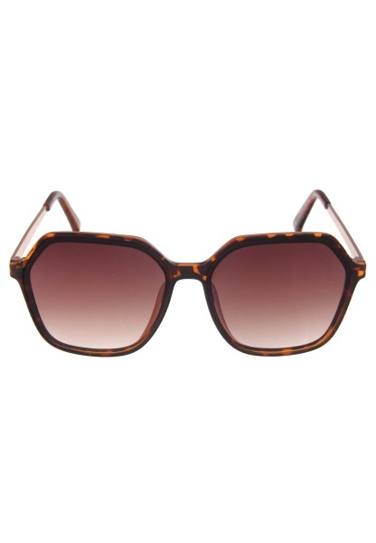 Leslii Sonnenbrille Damen Kanten-Look Horn-Optik braune Designerbrille Sunglasses Kunststoff Braun