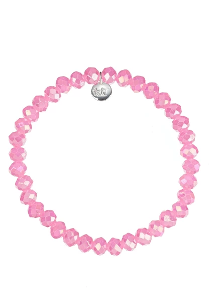 Leslii Damen-Armband Kate Kristall Glasperlen dehnbar Pink