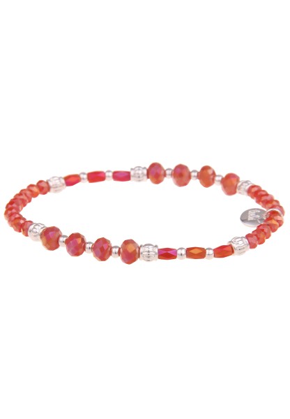 Leslii Damen-Armband Kiara Kristall Glasperlen-Armband Modeschmuck-Armband dehnbar Rot