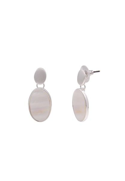 Leslii Damen-Ohrringe Perlmutt Natur weiße Perlmutt-Ohrringe Modeschmuck-Ohrringe Silber Weiß