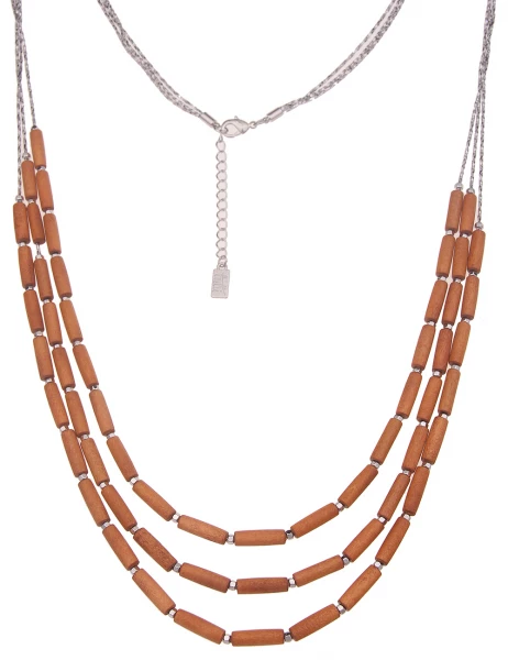 Leslii Lange Halskette Statement-Kette Holz