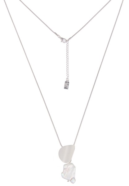 Leslii kurze Halskette mit Steinanhänger in Silber Weiß