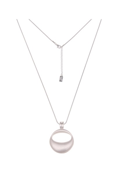 Leslii Damen-Kette Ring-Anhänger Wende-Kette Schlangen-Kette silberne Halskette Modeschmuck Silber