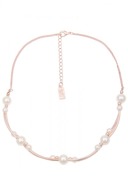 Leslii kurze Halskette White Pearls in Rosé