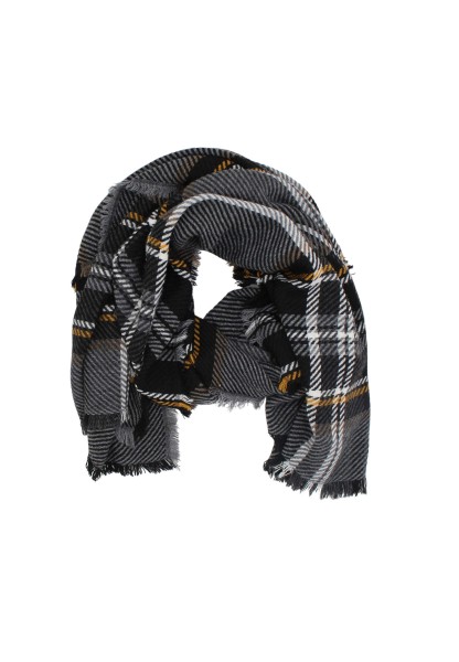 Leslii Schal Streifen-Muster schwarzer Schal Fransen-Schal gemustert in Schwarz Weiß