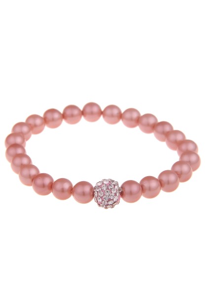 Leslii Damen-Armband Cynthia Perlen-Armband rosa Perlen dehnbar Modeschmuck-Armband Rosa