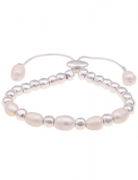 Leslii Damen-Armband weiße Süßwasser-Zuchtperlen Perlen-Armband Modeschmuck-Armband Weiß