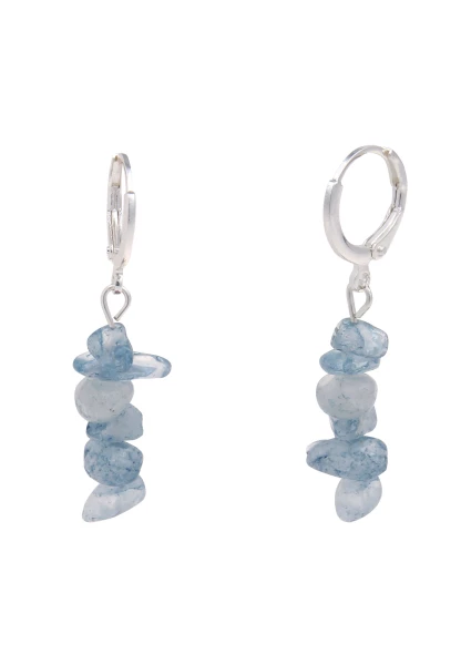 Leslii Damen-Ohrringe Ohrhänger blaue Stein-Ohrringe Modeschmuck-Ohrringe Naturstein Silber Blau