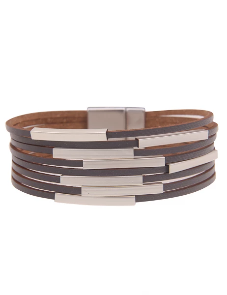 Leslii Armband Lederlook Statement in Grau Silber