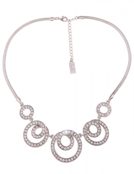 Leslii Kurze Halskette Glitzer Spiralen in Silber Weiß