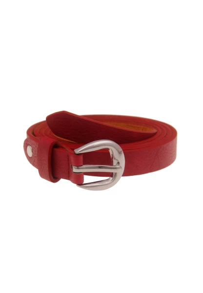 -50% SALE! Leslii Damen-Gürtel schmaler Gürtel roter Gürtel Basic-Gürtel in Rot Silber