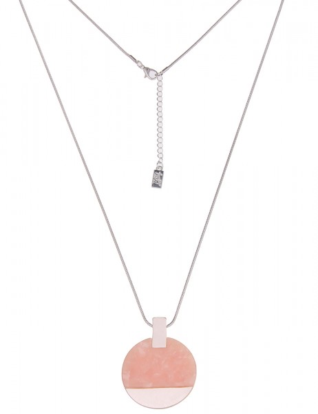 Leslii Damen-Kette lange Halskette Modeschmuck-Kette Kunststoff in Silber Rosa