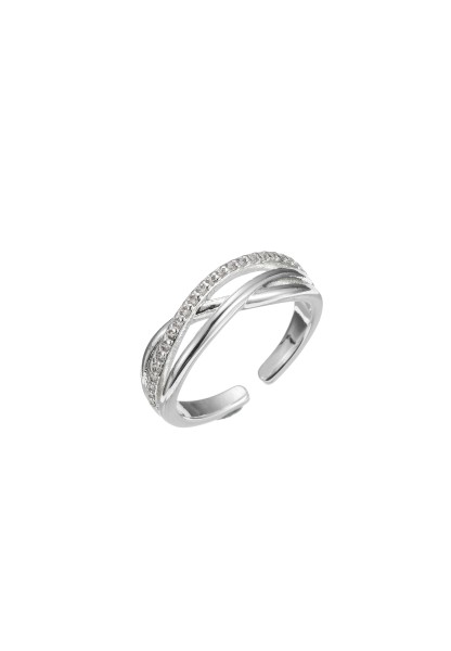 Leslii Ring Glitzer Streifen Silber Strass