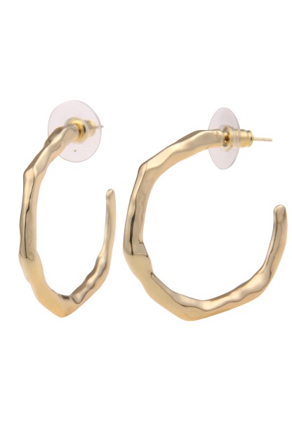 Leslii Damen-Ohrringe Creolen Hämmerung Muster Glanz-Look goldene Modeschmuck-Ohrringe Gold