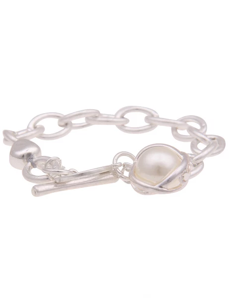 Leslii Armband Glieder-Armband Perle in Silber Weiß