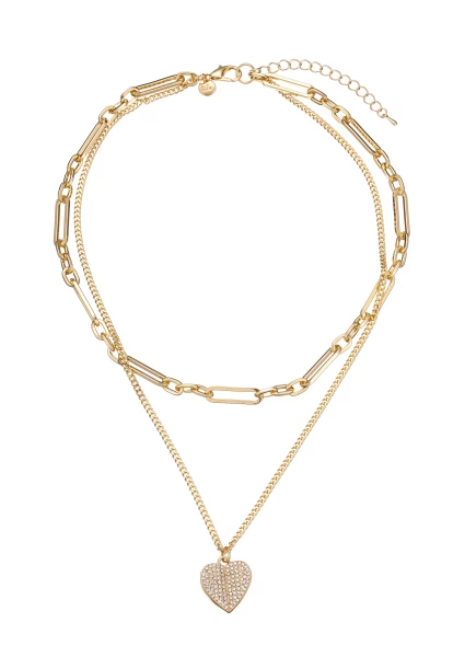 Leslii kurze Halskette Herz-Kette Layering Gold