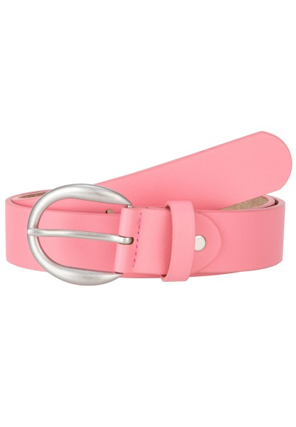Leslii Damen-Gürtel Basic Uni einfarbig rosa Gürtel Breite 3,5cm Dornschließe Silber Pink