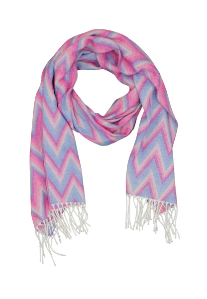 -50% SALE Leslii Schal Zickzack-Muster gemusterter Fransen-Schal Muster-Schal in Pink Blau