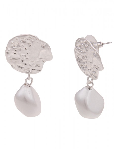 Leslii Damen-Ohrringe Ohrhänger Doreen Perlen-Ohrringe silberne Modeschmuck-Ohrringe Silber Weiß