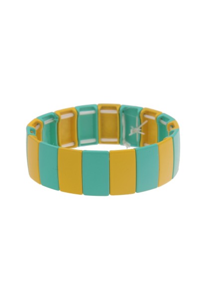 Leslii Damen-Armband Armreif Streifen-Muster Statement-Armband Modeschmuck-Armband Gelb Grün