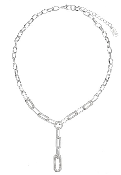 Leslii Kurze Halskette Glieder-Kette Glitzer Y-Kette in Silber