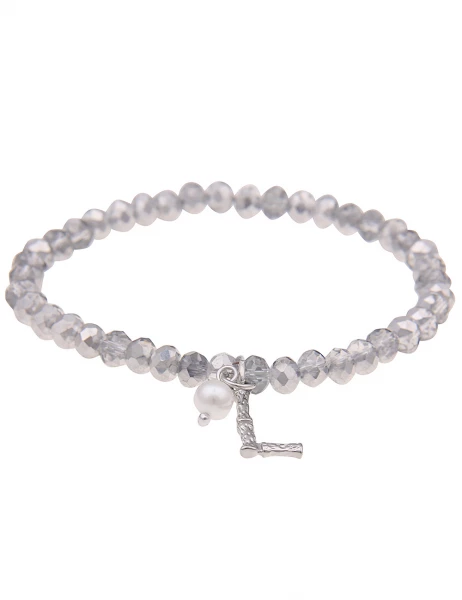 Leslii Armband Buchstabe "L" in Silber Grau