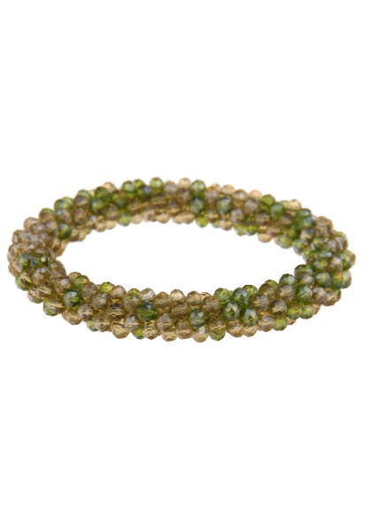 Leslii Damen-Armband Klara Kristallkorn Glasperlen-Armband Modeschmuck-Armband dehnbar Grün