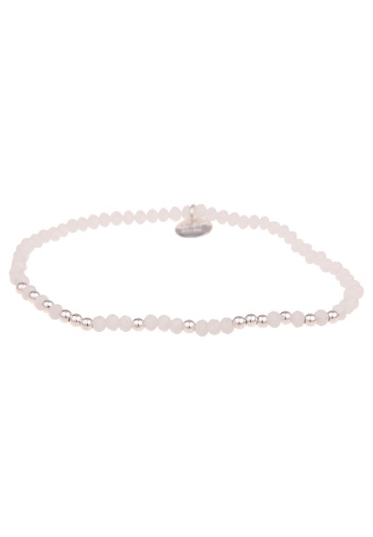 Leslii Damen-Armband Kathi Kristall Glasperlen-Armband Modeschmuck-Armband dehnbar Weiß