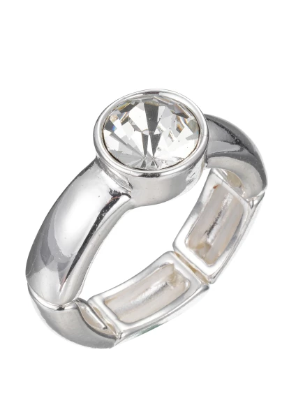 Leslii Ring silber mit rundem Kristall