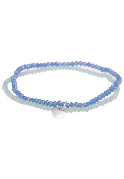 Leslii Damen-Armband Kelly Kristall Glasperlen-Armband dehnbar Blau